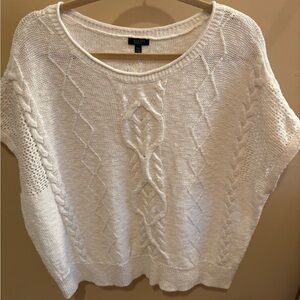 Vintage Talbots White Cable Knit Plus Size Linen Cotton Blend Sweater Womens 3XP